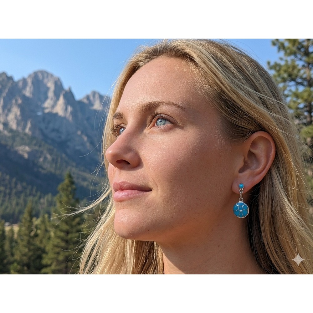 Zuni Earrings Native American Handmade Handcrafted Jewelry Southwest Fashion**‎
